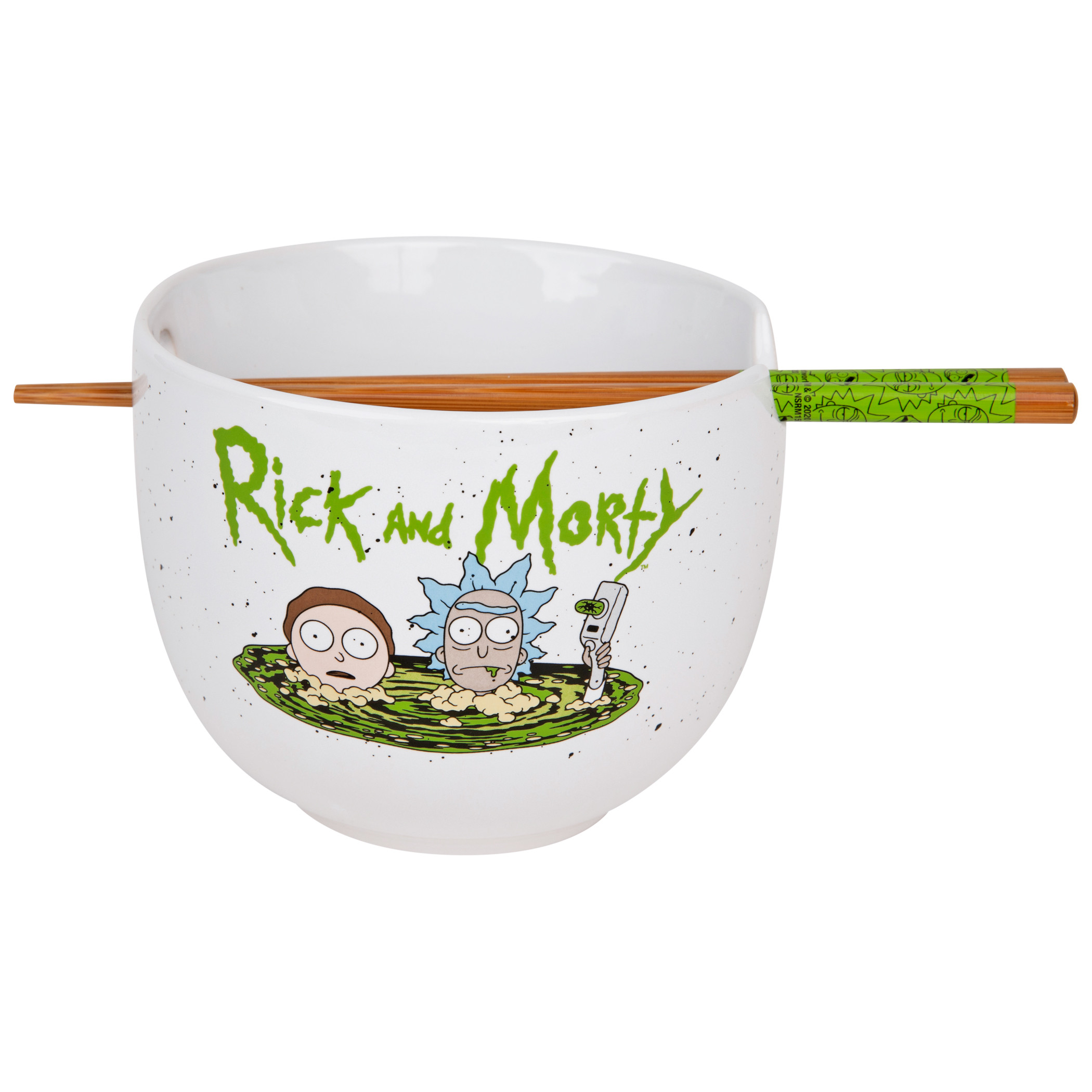 Rick and Morty Portal Sinking Ramen Bowl with Chopsticks